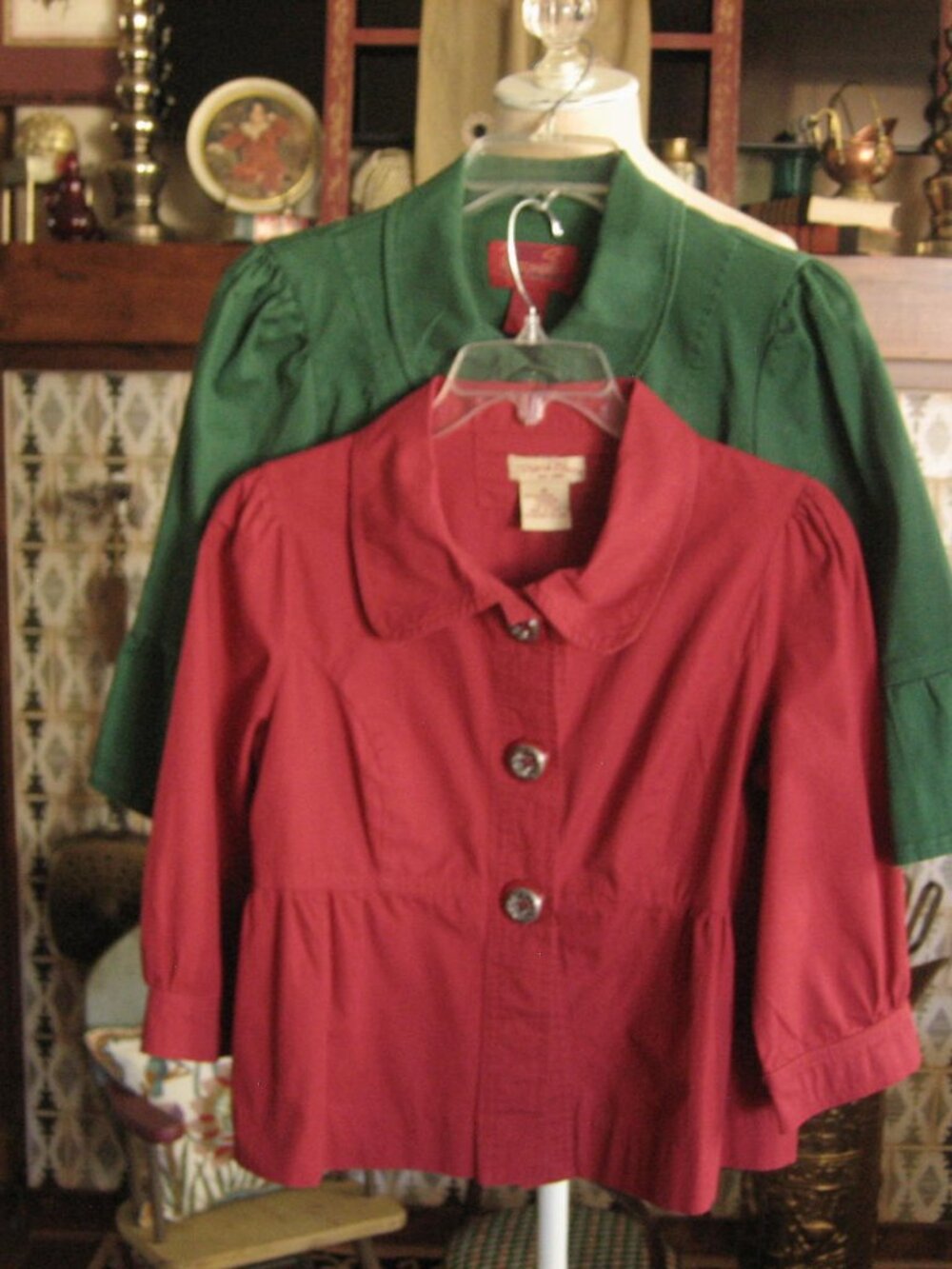 Vintage Paris Blues Jackets Set of 2 Medium Red & Green Cotton Y2K  READ